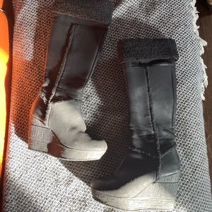 black platform boots